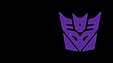 HD desktop wallpaper featuring the purple Decepticon logo from Transformers on a black background.