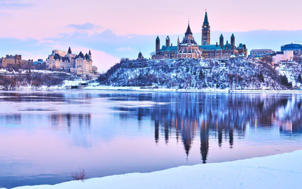 lake reflection Ottawa parliament hill Canada man made Parliament of Canada HD Desktop Wallpaper | Background Image