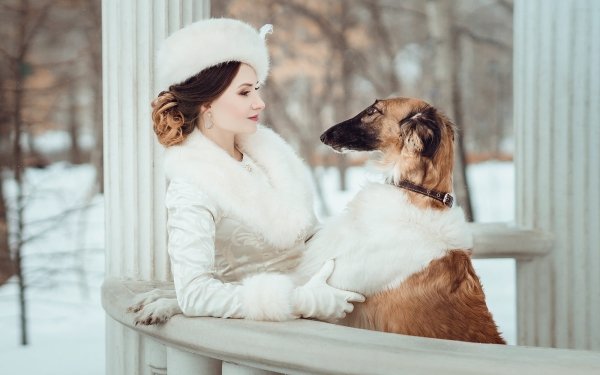 Women Model Winter Dog Fur Gazebo Coat Greyhound HD Wallpaper | Background Image