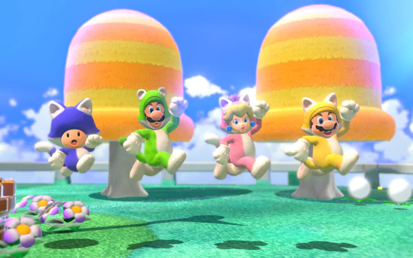 Mario Princess Peach Luigi Toad (Mario) video game Super Mario 3D World + Bowser’s Fury HD Desktop Wallpaper | Background Image