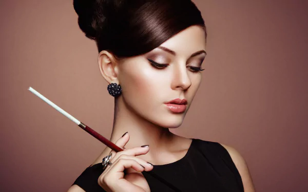 smoking face brunette woman model HD Desktop Wallpaper | Background Image