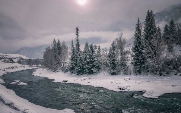 Earth River Winter Snow Nature HD Wallpaper | Background Image