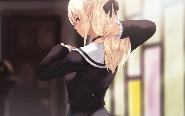 red eyes pointed ears blonde Shiranui Flare hololive Anime Virtual Youtuber HD Desktop Wallpaper | Background Image