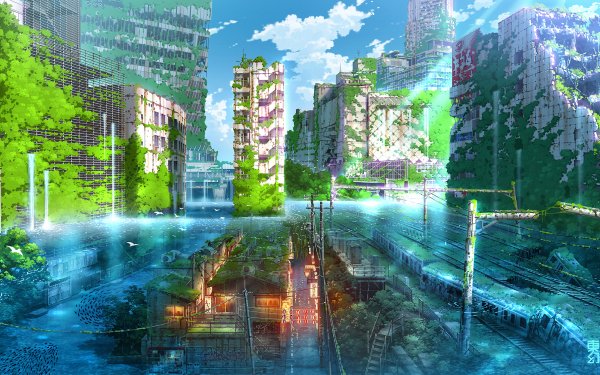 Sci Fi Post Apocalyptic Building City Ruin Underwater HD Wallpaper | Background Image