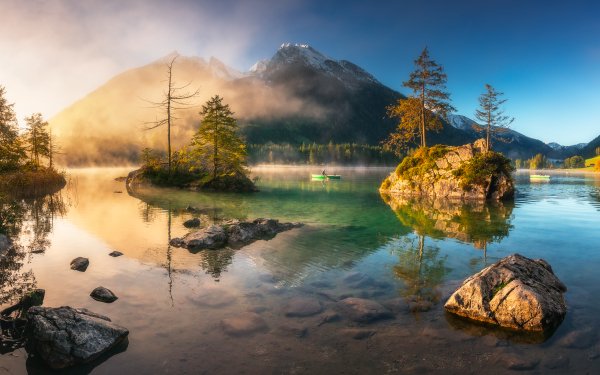 Photography Lake Lakes Nature Water Boat Mountain Fog HD Wallpaper | Background Image