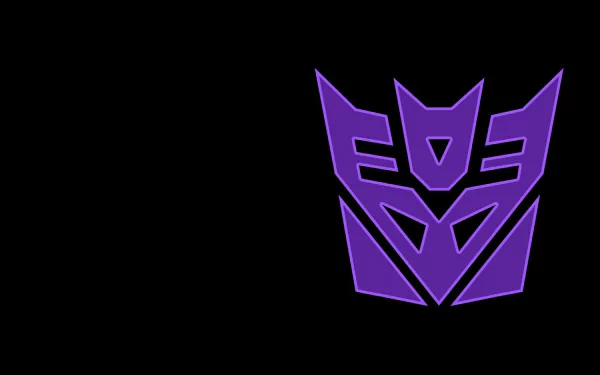 HD desktop wallpaper featuring the purple Decepticon logo from Transformers on a black background.