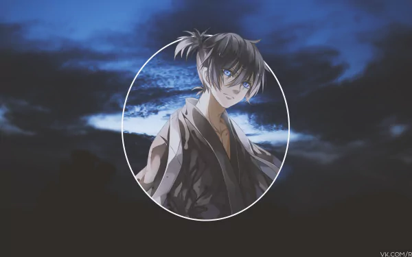 4K Ultra HD PC desktop wallpaper featuring Yato from the anime Noragami, with a picture-in-picture design against a dark, cloudy night sky background.