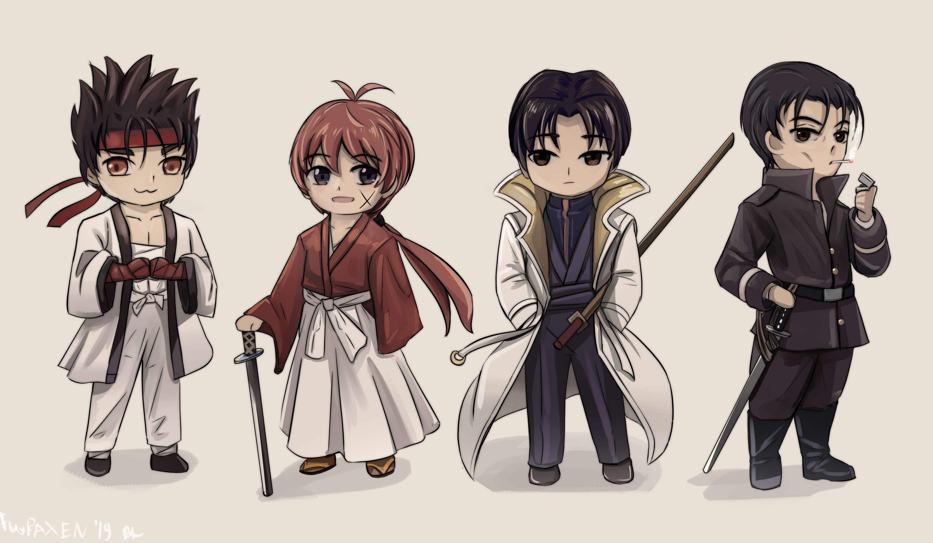 Download Samurai X Kenshin And Aoshi Wallpaper