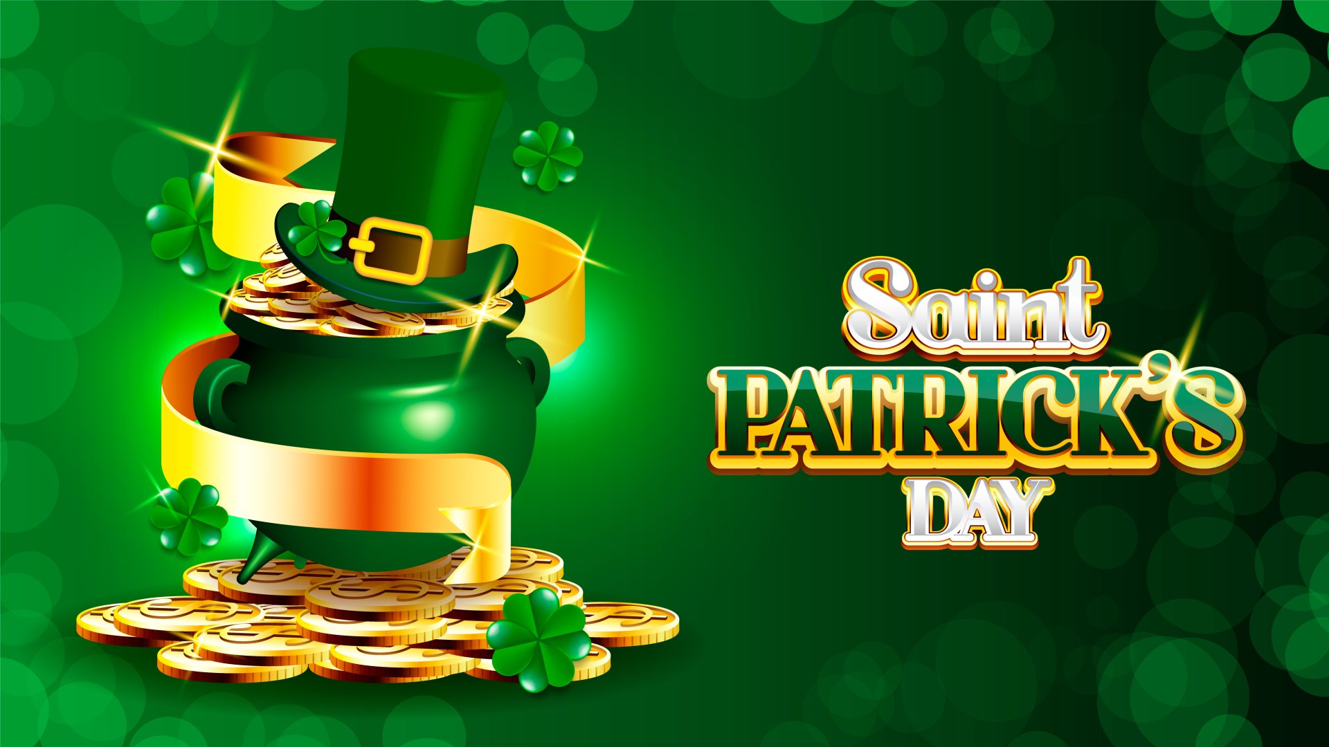 Download Coin Clover Holiday St. Patrick's Day 4k Ultra HD Wallpaper