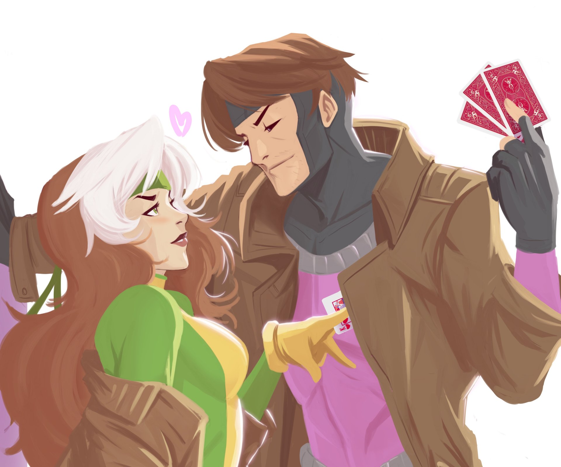Download Two-toned Hair Brown Hair Gambit (Marvel Comics) Rogue (Marvel Comics) Comic X-Men HD Wallpaper by Saro Hang