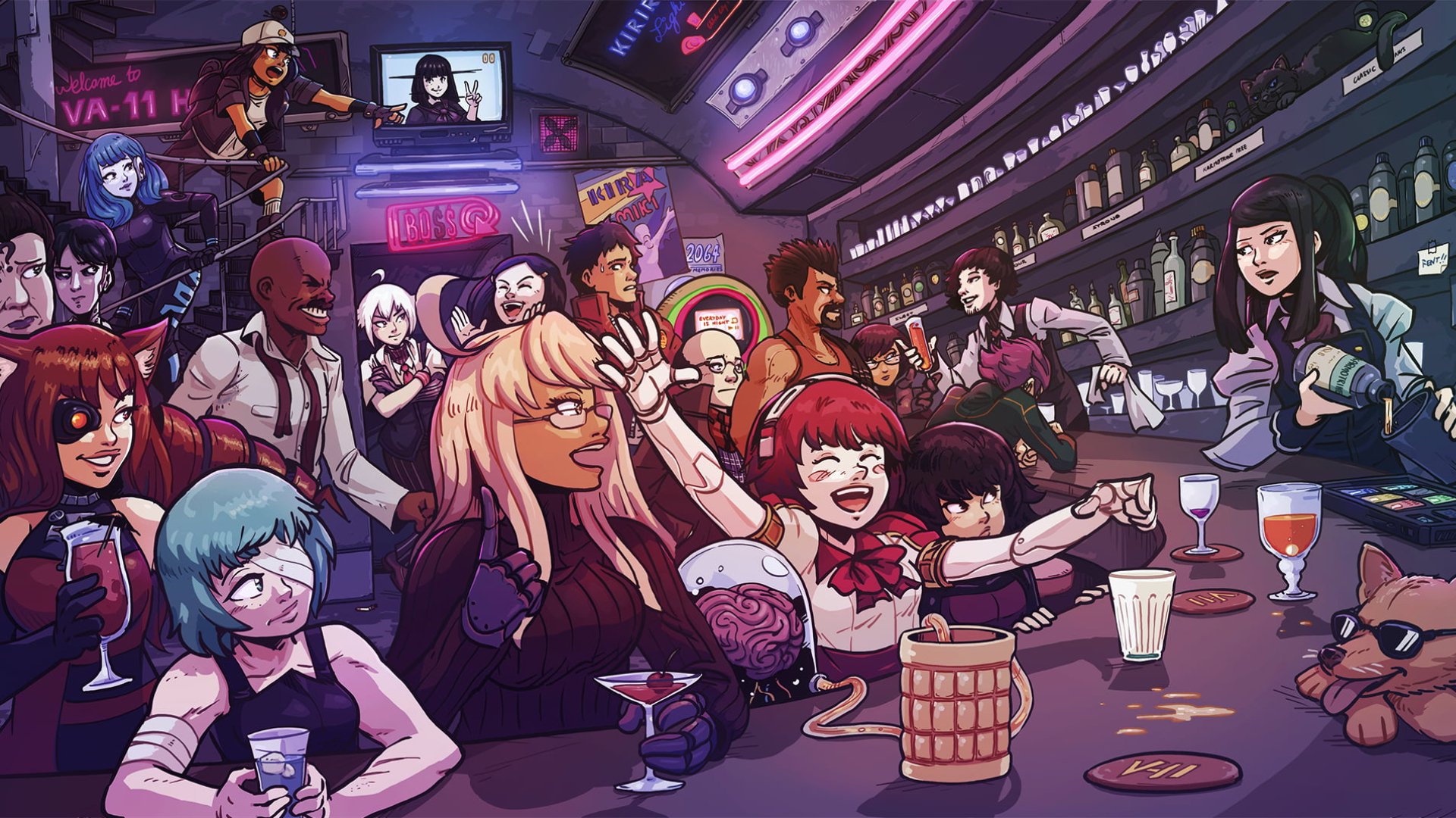 Download Video Game VA-11 Hall-A: Cyberpunk Bartender Action HD Wallpaper