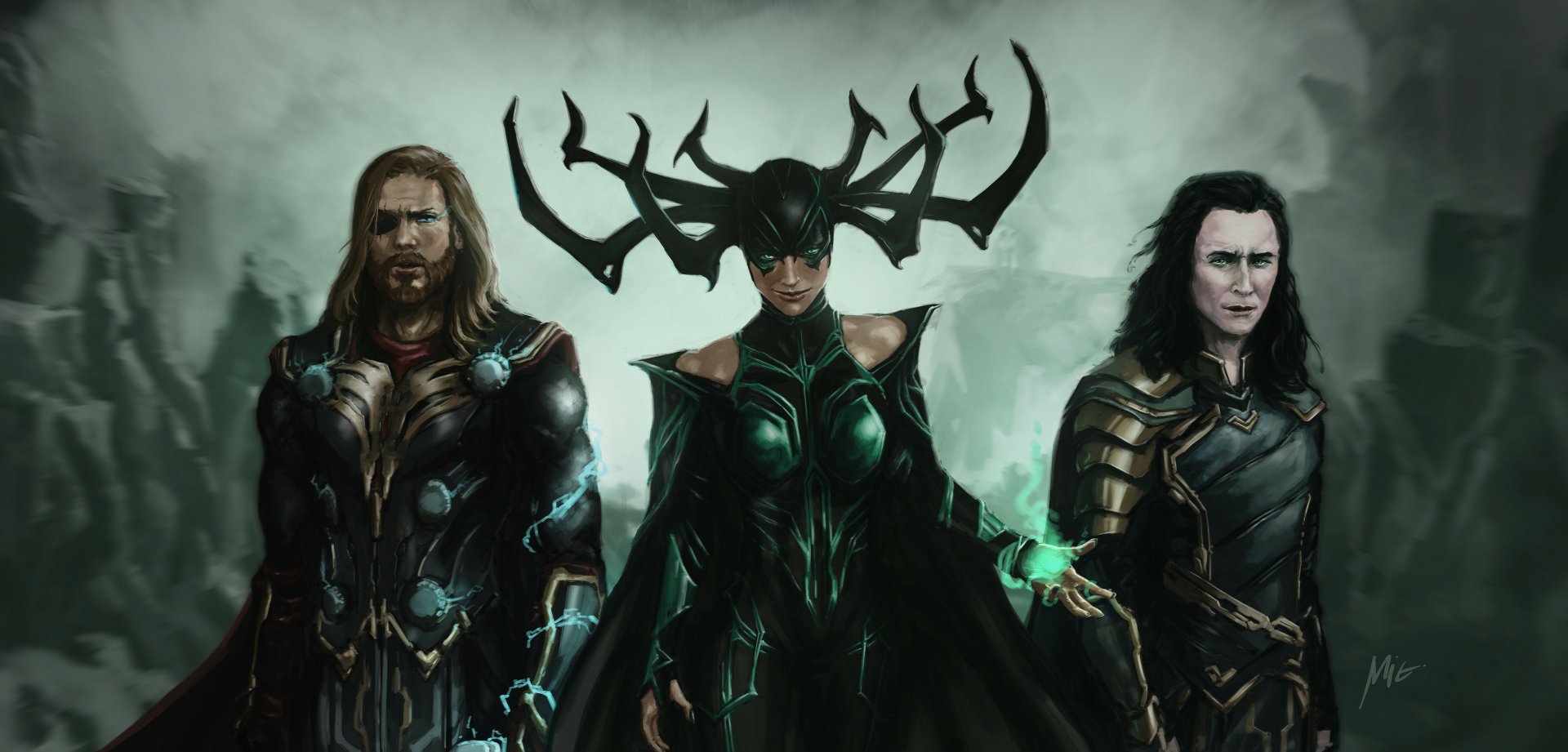 Download Hela (Marvel Comics) Loki (Marvel Comics) Thor Movie Thor: Ragnarok HD Wallpaper by Miguel Blanco