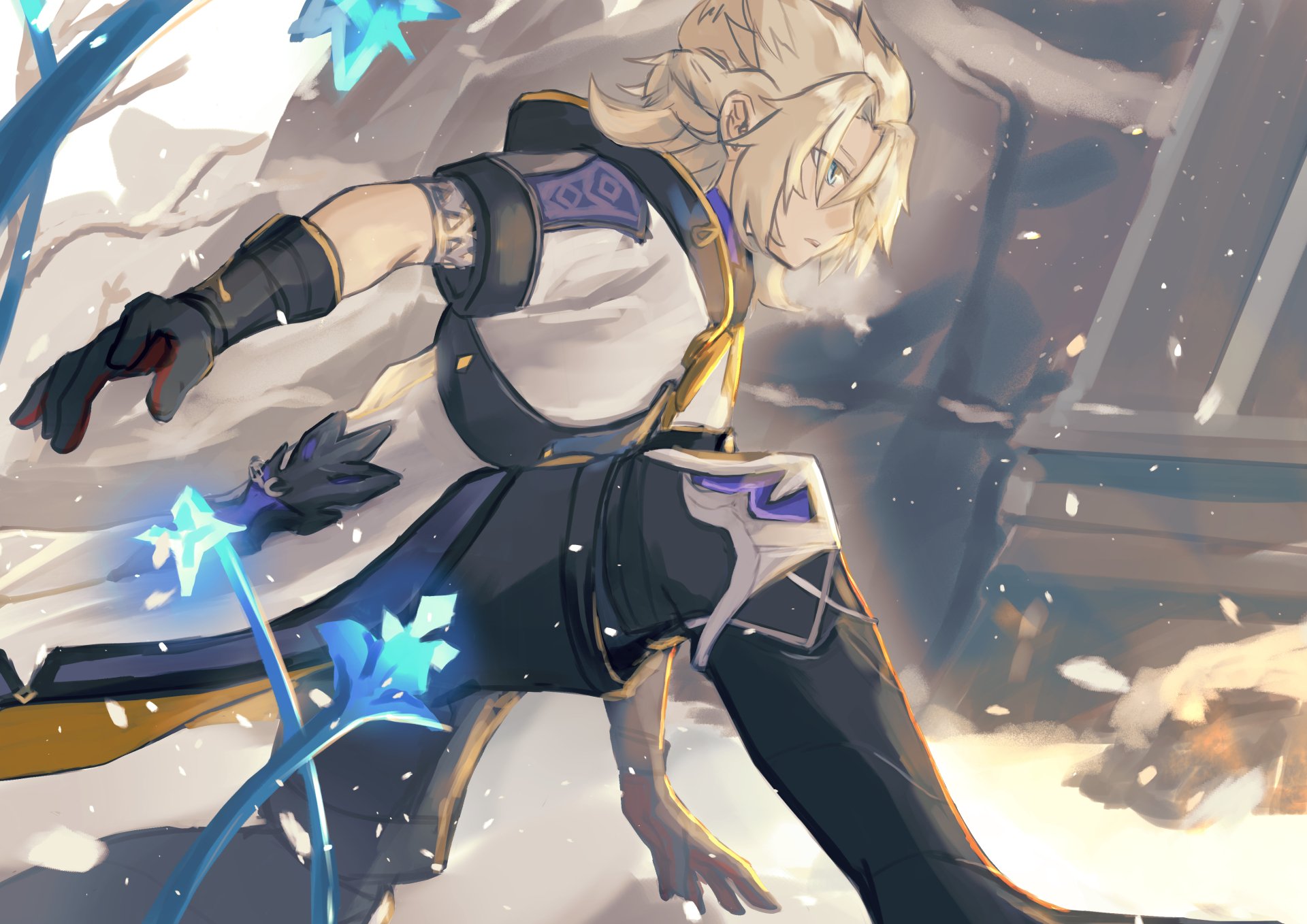Download Blue Eyes Blonde Albedo (Genshin Impact) Video Game Genshin Impact 4k Ultra HD Wallpaper by mizu雪