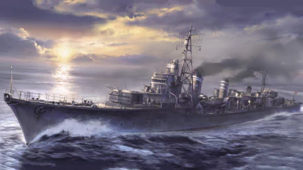 warship Japanese destroyer Shimakaze destroyer military Japanese Navy HD Desktop Wallpaper | Background Image