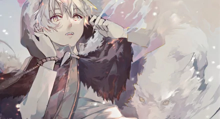 HD PC desktop wallpaper featuring Fushi from the anime To Your Eternity, showcasing soft colors and a contemplative expression in a dynamic, painterly style.