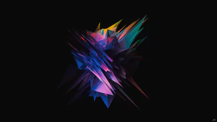 4K Ultra HD PC desktop wallpaper featuring a vibrant, abstract glass design with sharp, colorful shards against a black background.