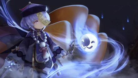 pink eyes purple hair Qiqi (Genshin Impact) video game Genshin Impact HD Desktop Wallpaper | Background Image