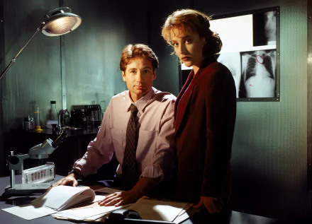 Fox Mulder David Duchovny Dana Scully Gillian Anderson TV Show The X-Files HD Desktop Wallpaper | Background Image