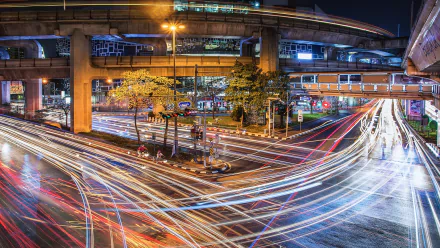 urban HDR night road photography time lapse HD Desktop Wallpaper | Background Image
