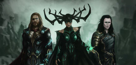 Hela (Marvel Comics) Loki (Marvel Comics) Thor movie Thor: Ragnarok HD Desktop Wallpaper | Background Image