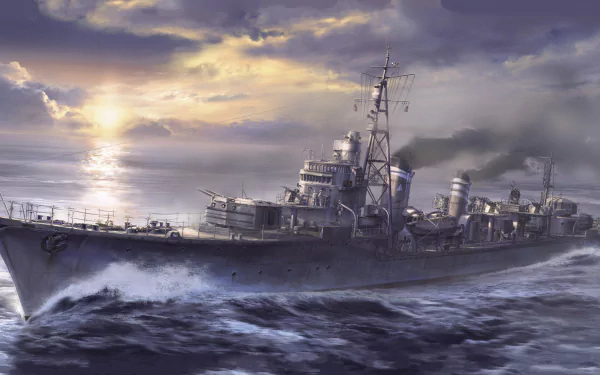 warship Japanese destroyer Shimakaze destroyer military Japanese Navy HD Desktop Wallpaper | Background Image