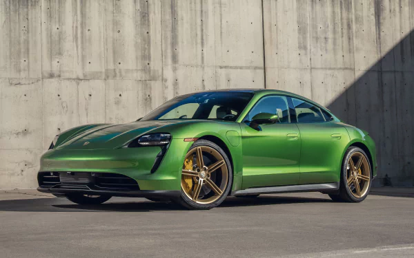 green car car Porsche Porsche Taycan vehicle Porsche Taycan 4S HD Desktop Wallpaper | Background Image