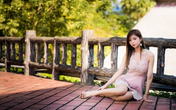 Women Asian Model Brunette Pink Dress HD Wallpaper | Background Image