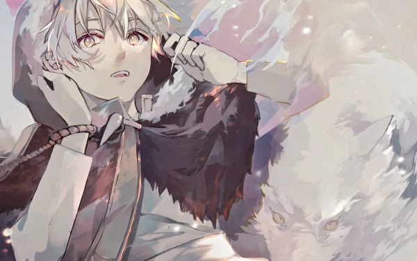 HD PC desktop wallpaper featuring Fushi from the anime To Your Eternity, showcasing soft colors and a contemplative expression in a dynamic, painterly style.