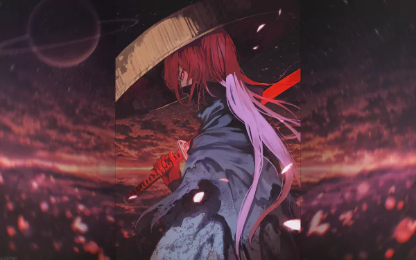 Okada Izou (Fate Series) picture-in-picture sword red hair Anime Fate/Grand Order HD Desktop Wallpaper | Background Image