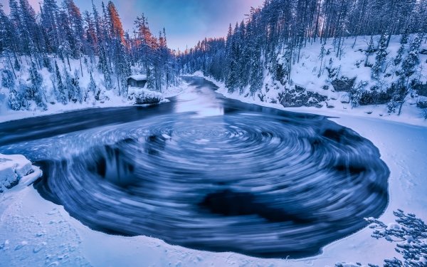 Earth Winter Snow River Finland Nature HD Wallpaper | Background Image