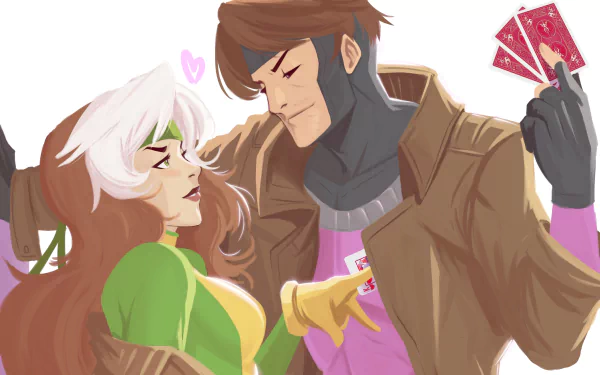two-toned hair brown hair Gambit (Marvel Comics) Rogue (Marvel Comics) Comic X-Men HD Desktop Wallpaper | Background Image