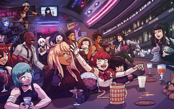 video game VA-11 Hall-A: Cyberpunk Bartender Action HD Desktop Wallpaper | Background Image