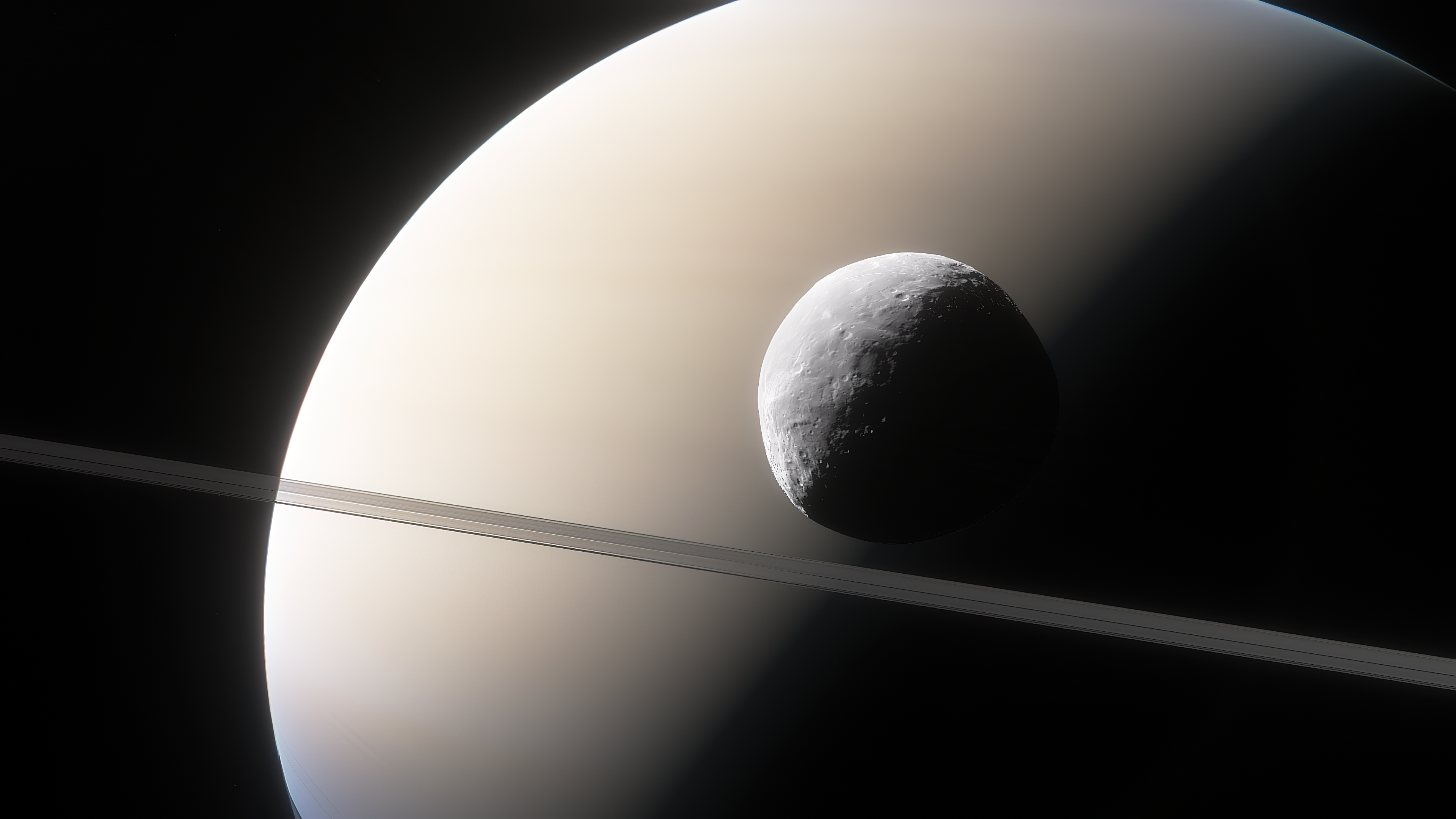 Moon orbiting Saturn