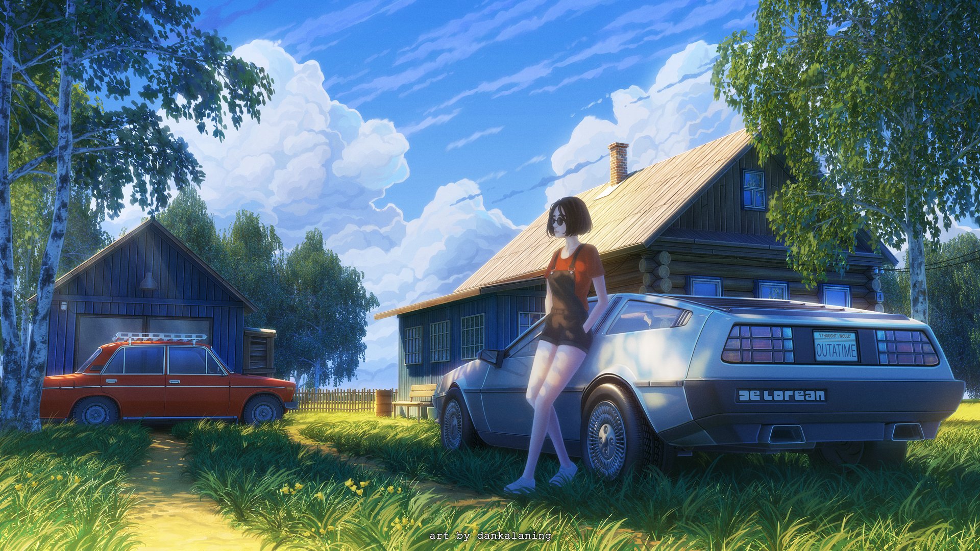 Download Short Hair Car Anime Girl Anime Girl HD Wallpaper by dankalaning