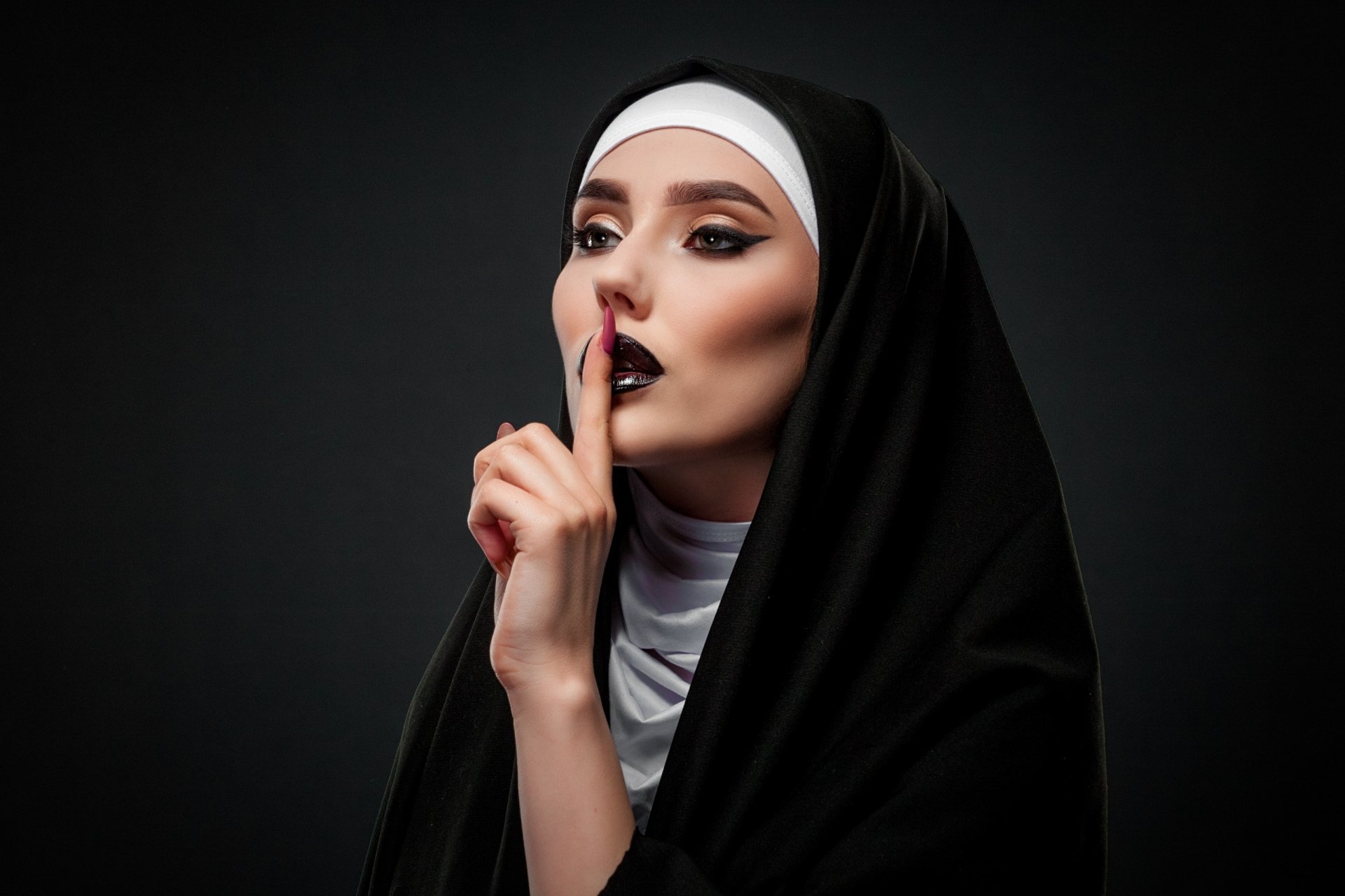 Download Nun Lipstick Woman Cosplay HD Wallpaper