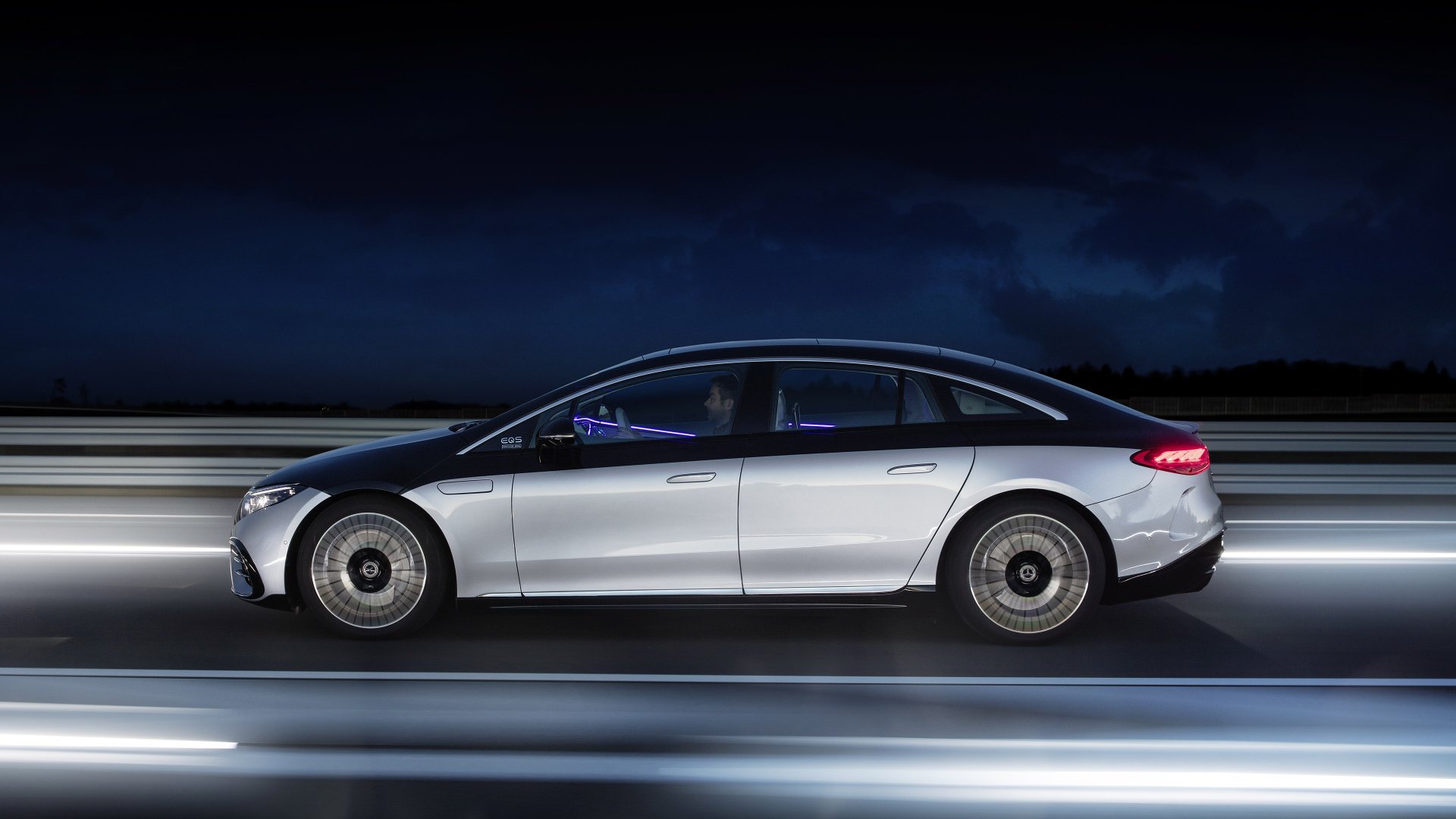 Download Electric Car Silver Car Car Mercedes-Benz Vehicle Mercedes-Benz EQS 4k Ultra HD Wallpaper