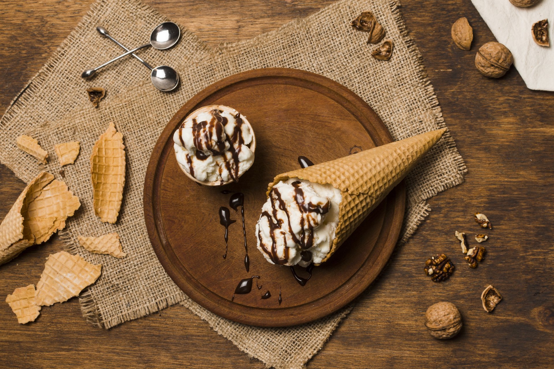 Ice Cream with Nuts background