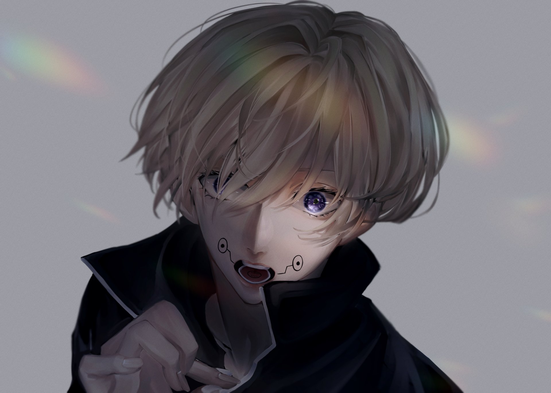 Download School Uniform Purple Eyes White Hair Toge Inumaki Anime Jujutsu Kaisen 4k Ultra HD Wallpaper by よるなく。