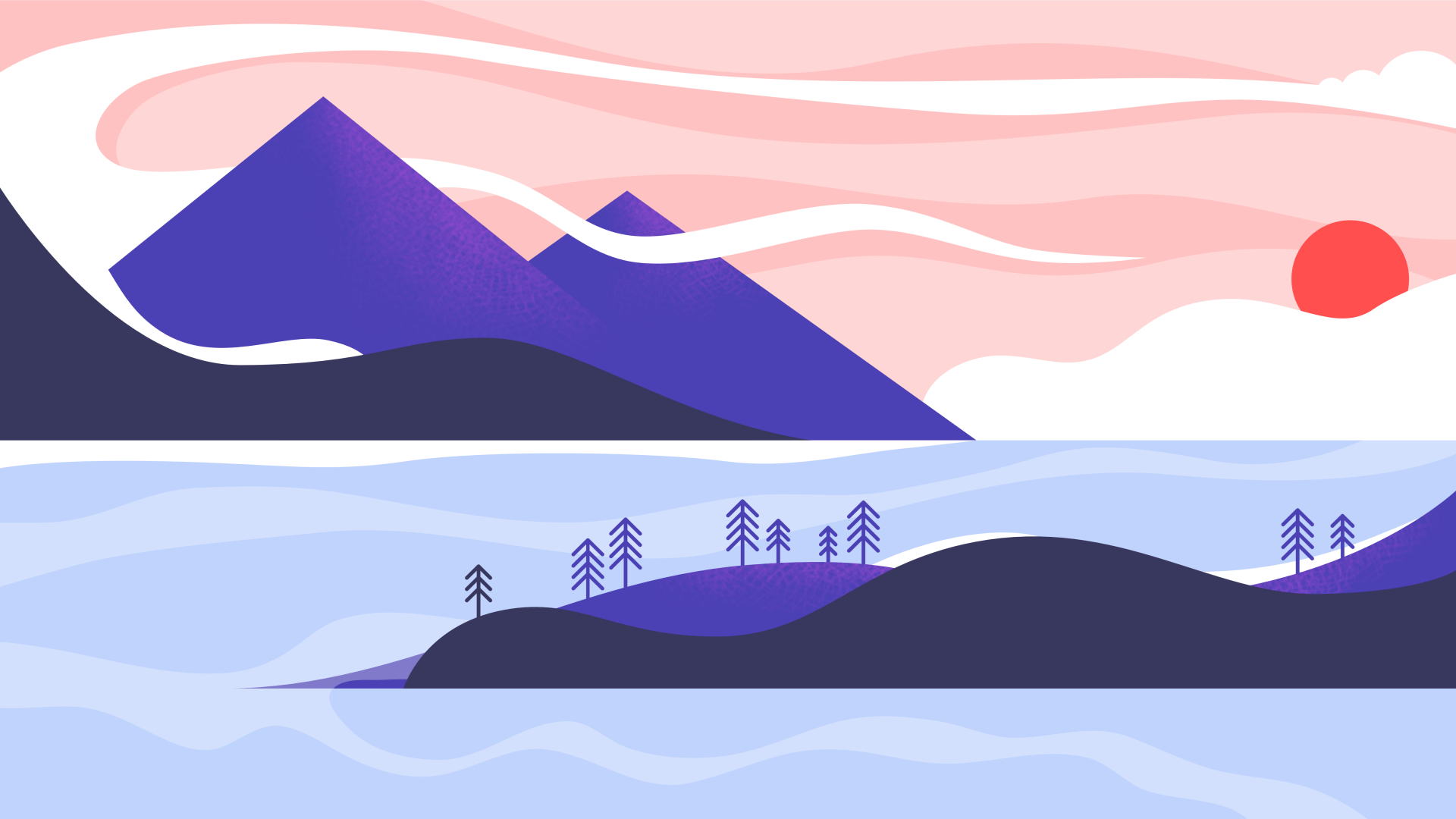 Vector mountains lake landscape with trees in the morning by dpcdpc11 ...