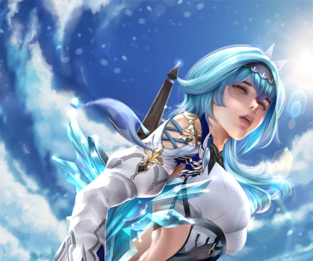 blue hair Eula (Genshin Impact) video game Genshin Impact HD Desktop Wallpaper | Background Image