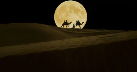 camel bedouin night desert moon photography caravan HD Desktop Wallpaper | Background Image