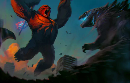  An artwork about the the fight between two titans by Jason Kang