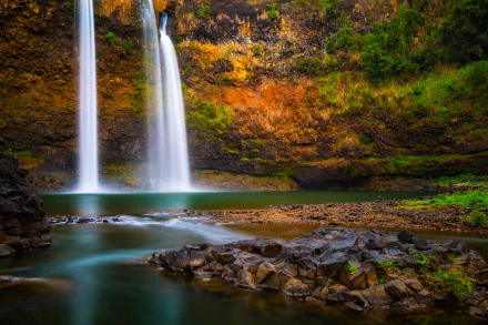 cliff Hawaii nature waterfall HD Desktop Wallpaper | Background Image