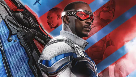 4K Ultra HD wallpaper featuring Anthony Mackie as Sam Wilson/Falcon from the Marvel Comics TV show The Falcon and the Winter Soldier.