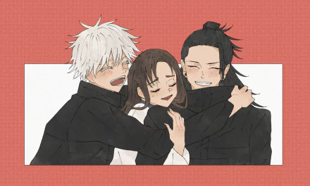 school uniform white hair black hair brown hair Shoko Ieiri Suguru Geto Satoru Gojo Anime Jujutsu Kaisen Gojo & Geto HD Desktop Wallpaper | Background Image