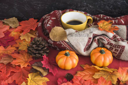 still life cup drink leaf fall food coffee fall coffee HD Desktop Wallpaper | Background Image