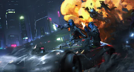 warrior car explosion futuristic Sci Fi cyberpunk HD Desktop Wallpaper | Background Image