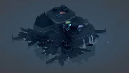 HD wallpaper of Bad North game depicting a stylized island with strategic gameplay elements for desktop background.