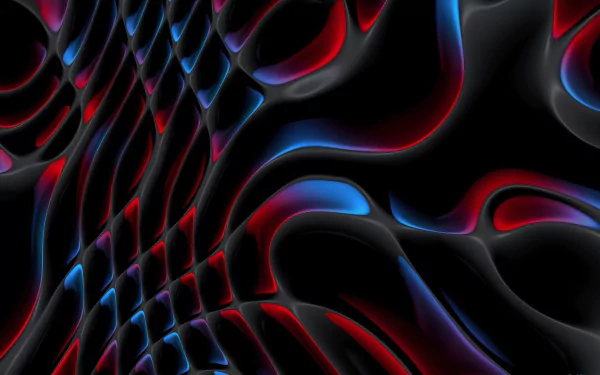Abstract shapes in glossy red, blue and black form a wavy, grid-like pattern — HD PC desktop wallpaper and background.