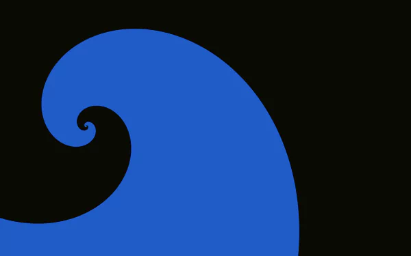 HD minimalist desktop wallpaper featuring a bold, artistic blue wave design against a black background.